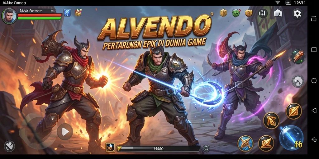 Tampilan gameplay epik ALVENDO dalam pertarungan Fighting.