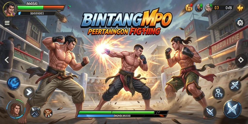 Screenshot gameplay menunjukkan pertarungan mendebarkan di BINTANGMPO.