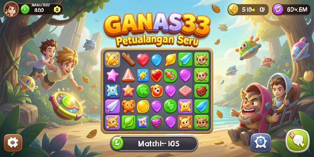 Tampilan seru gameplay GANAS33 dalam Match-3.