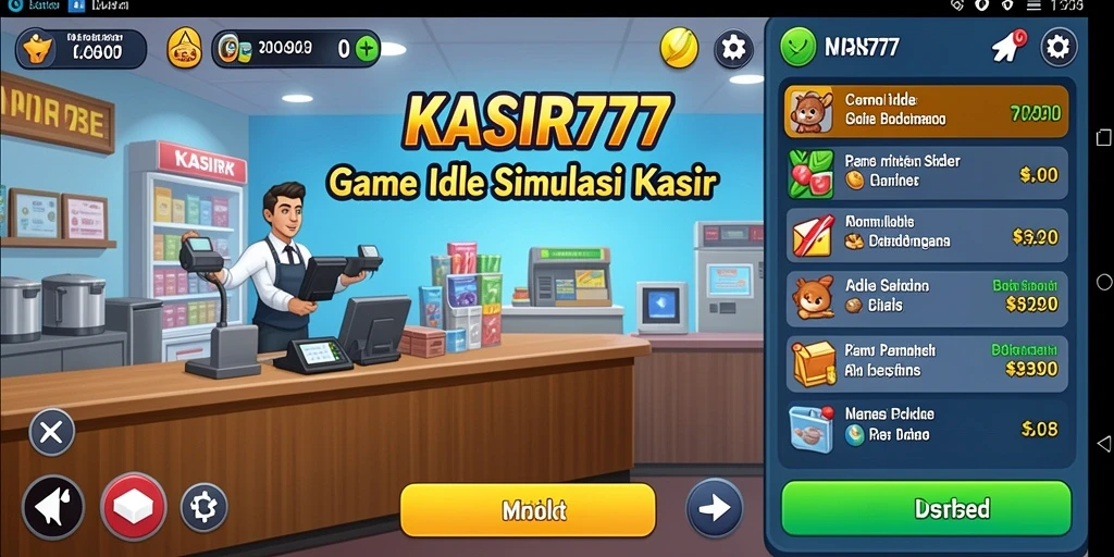 Menampilkan gameplay seru dari KASIR777 dalam mengelola toko.