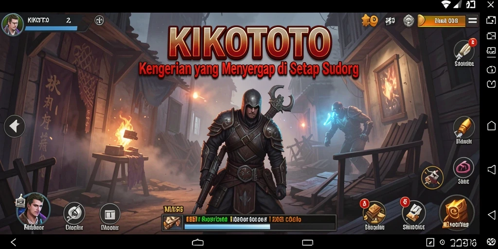 Screenshot gameplay KIKOTOTO menampilkan suasana horor yang mencekam.