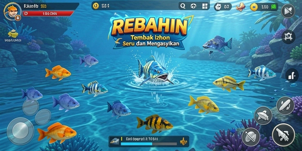 Tampilan gameplay seru dari REBAHIN saat menangkap ikan.
