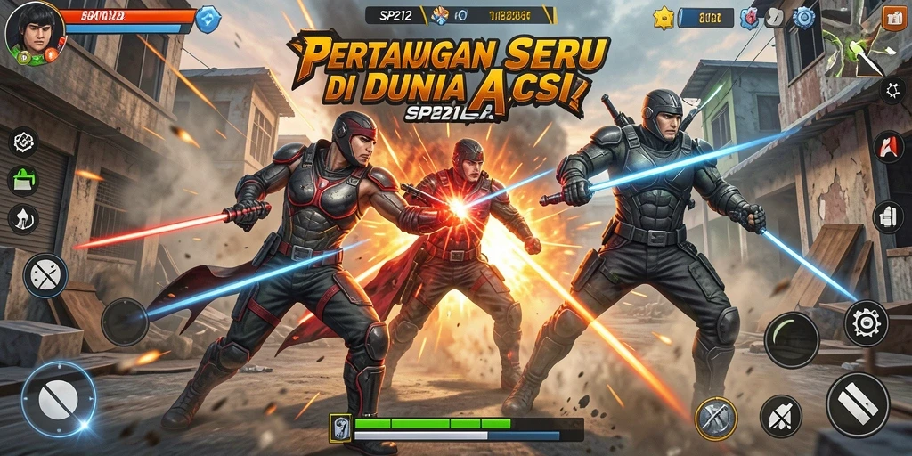 Gameplay seru SP212 dengan aksi pertempuran intens.