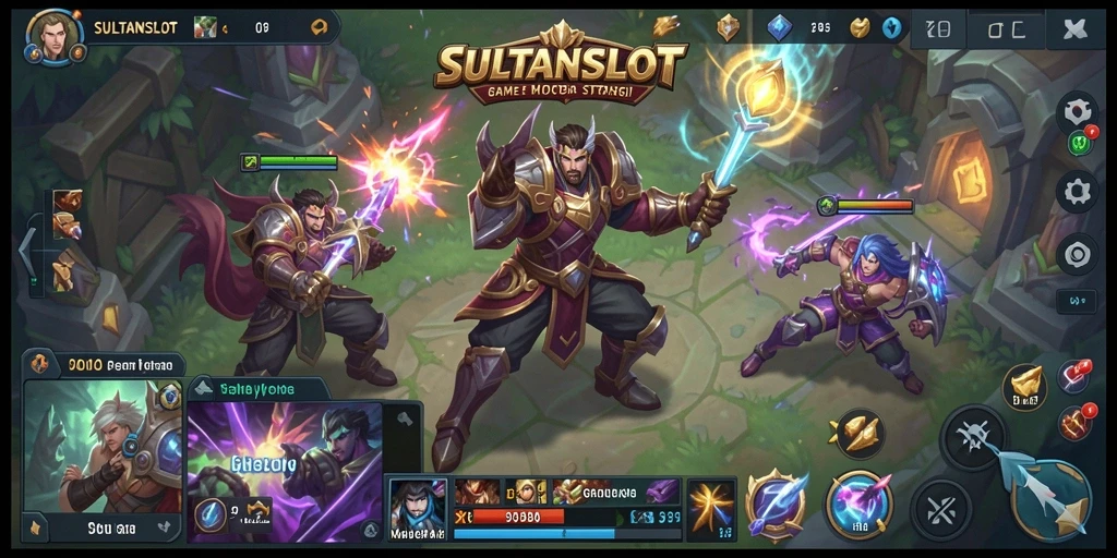 Screenshot utama SULTANSLOT menampilkan aksi intens dalam pertempuran MOBA.