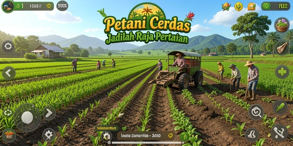 Tampilan gameplay V07 dengan aktivitas bertani seru.